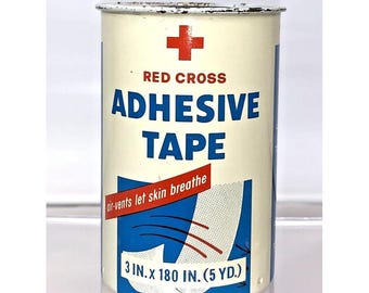 Red Cross Adhesive Tape 3” Vintage Johnson & Johnson Metal Tin Q100