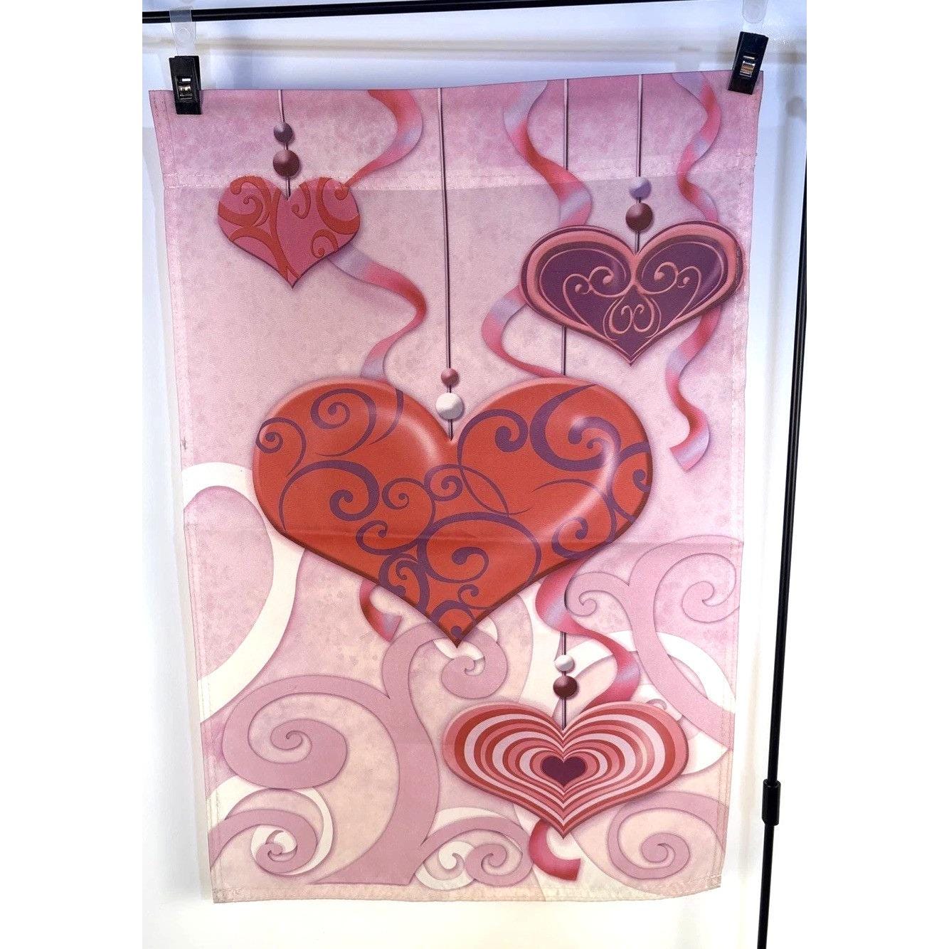 Jetmax 12” X 18” Suspended Hearts Valentines Day Garden Flag