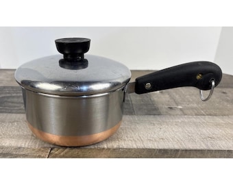 Vintage Revere Ware 1 qt Sauce Pan & Lid Copper Bottom Clinton ILL USA PR152