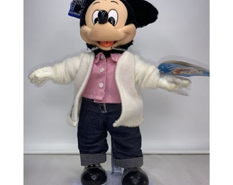 MICKEY MOUSE 11” Applause Walt Disney Sock Hop Varsity Plush VTG With Stand V201