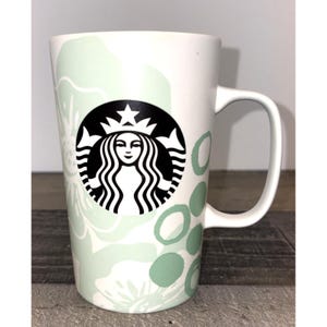 2015 Starbucks White Green Mint Hibiscus Flowers Coffee Cup Tea Mug | 16oz  S127 - Etsy