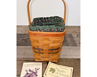Longaberger 1992 Shades Of Autumn Bittersweet Basket w Fabric Liner & Cards