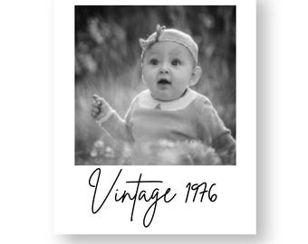 Vintage Photo Sticker - Milestone Birthday Photo Sticker - Custom Photo Birthday Sticker - Personalized Photo Sticker -