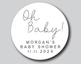 Oh Baby Shower Stickers – Personalized Favor Stickers