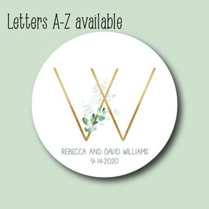 Personalized Monogram Letter Stickers - Wedding Favor Tags - Wedding Stickers - Favor Box Labels - Bridal Shower Stickers - Thank You