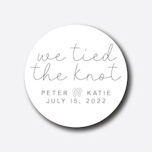 We Tied The Knot Stickers - Pretzel Bag Wedding Favor Tags - Favor Box Labels - Bridal Shower Stickers - Thank You Personalized