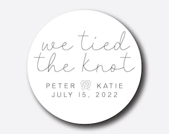 We Tied The Knot Stickers - Pretzel Bag Wedding Favor Tags - Favor Box Labels - Bridal Shower Stickers - Thank You Personalized