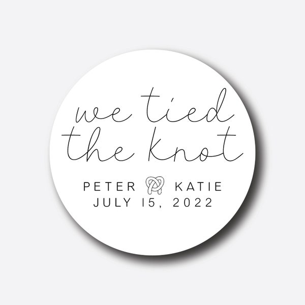 We Tied The Knot Stickers - Pretzel Bag Wedding Favor Tags - Favor Box Labels - Bridal Shower Stickers - Thank You Personalized