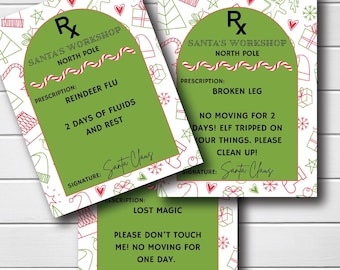Elf Props - Elf Sick Activity - Prescription - Broken Leg Elf Flu - Toddler Little Kid - North Pole - Elf Activities - Printable