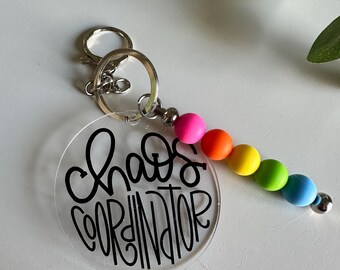 Chaos Coordinator Teacher Key Chain  - Educator Gift - Preschool - Elementary School - Daycare - Teacher - Nanny Present