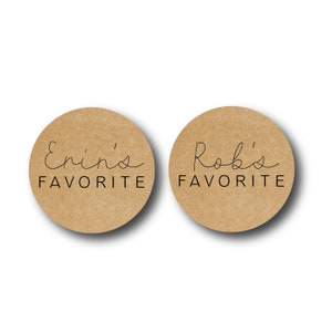 Personalized Name His Her Favorite Food Stickers - Wedding Favor Tags - Favor Box Labels - Bridal Shower Stickers - Snack Favor Treat