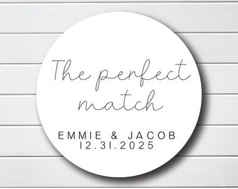 The Perfect Match Stickers - Wedding Favor Tags - Favor Box Labels - Bridal Shower Stickers - Thank You Personalized