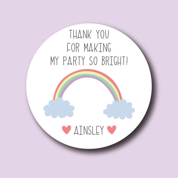 Rainbow Birthday Party Favor Tag - Rainbow Favor Sticker - Thank You For Making My Party Bright - Personalized Rainbow Birthday Sticker