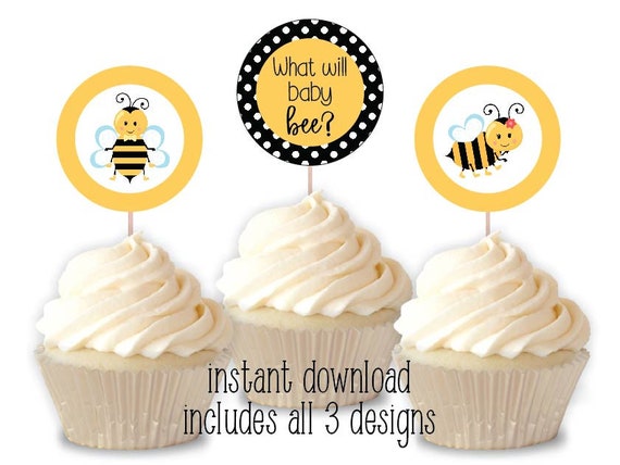 Bee Cupcake Toppers Printable Cupcake Toppers (Download Now) 
