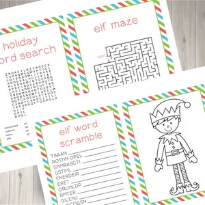 Elf Activity Set Elf Props DIY Elf Ideas Printable Elf Paper Elf Prop Elf Maze Elf Coloring Sheet Maze Holiday Word Search imagem 1