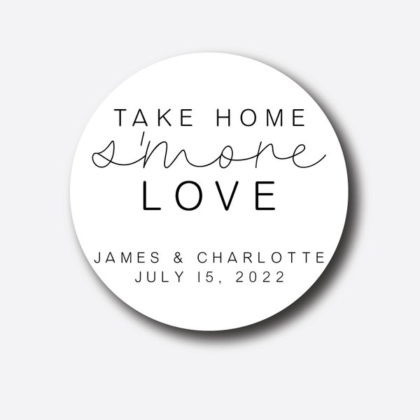 Take Home S'more Love Stickers - S'more Bag Wedding Favor Tags - Favor Box Labels - Bridal Shower Stickers - Thank You Personalized