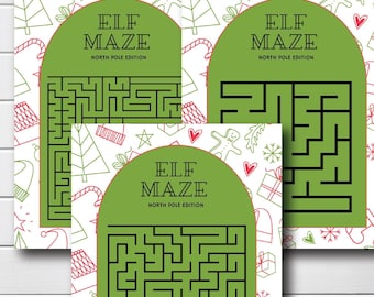 Elf Props - Elf Mazes Activity - Elf Maze - Big Kid Toddler Little Kid - North Pole - Elf Activities - Printable