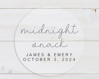 Midnight Snack Stickers - Food Snack Wedding Favor Tags - Favor Box Labels - Bridal Shower Stickers - Thank You Personalized