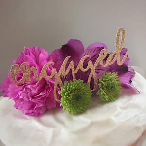 Engaged Cake Topper - Engagement Party Decor - Engagement Party Cake Topper - Bridal Shower Cake Topper - Bachelorette Party Cake