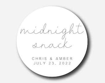 Midnight Snack Stickers - Food Snack Wedding Favor Tags - Favor Box Labels - Bridal Shower Stickers - Thank You Personalized