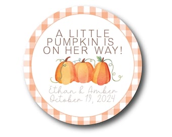 Little Pumpkin Favor Tag - Pumpkin Baby Shower - First 1st Birthday - Baby Shower Favor Sticker - Little Pumpkin Party Decor - Fall Party