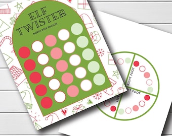 Elf Twister Game - Elf Activity - Elf Games - Big Kid Toddler Little Kid - North Pole - Elf Activities - Printable