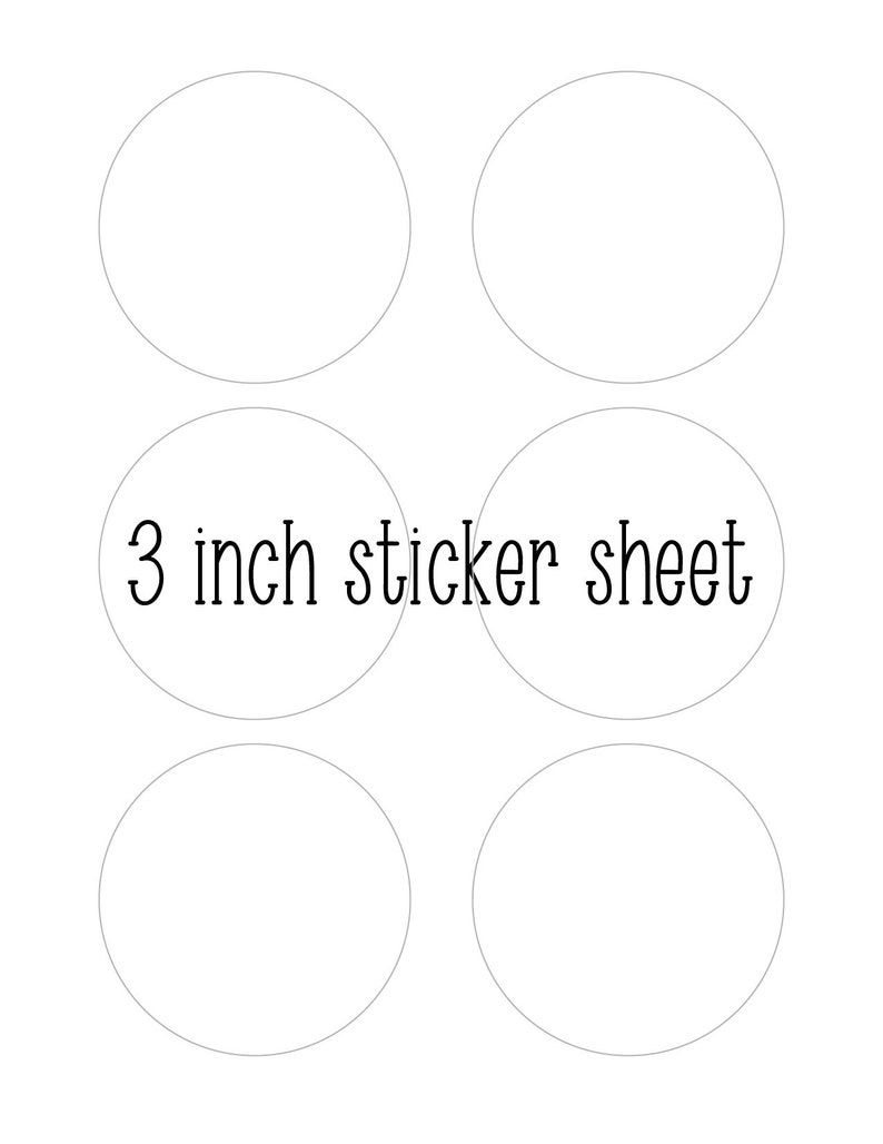 May include: A sheet of 3 inch round blank stickers. There are six stickers on the sheet.