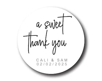 A Sweet Thank You Stickers - Wedding Favor Tags - Wedding Stickers - Favor Box Labels - Bridal Shower Stickers - Thank You Personalized