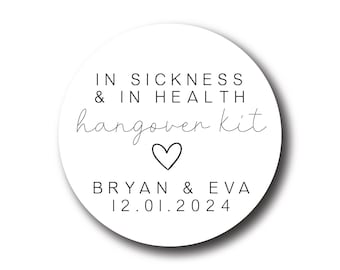 Wedding Hangover Recovery Kit Sticker - Bachelorette Party Favor Tag - Hangover Kit Favor - Wedding Party Favor Gift - Hangover Bridal Party