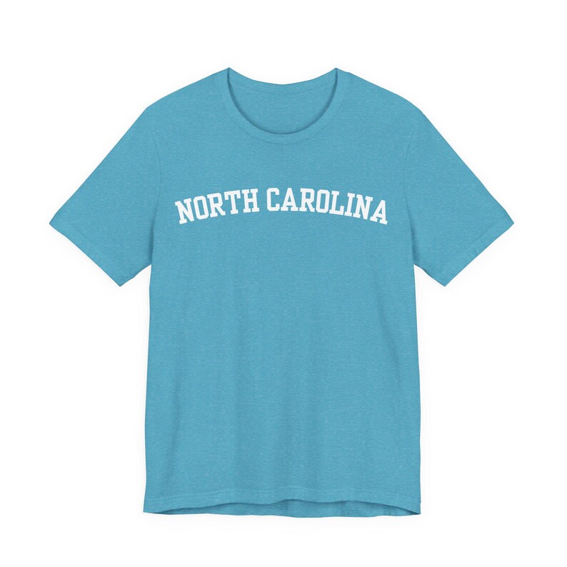 North Carolina T-Shirt, Collegiate Aesthetic Heather Aqua