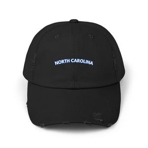 North Carolina Distressed Baseball Hat, North Carolina Hat Black