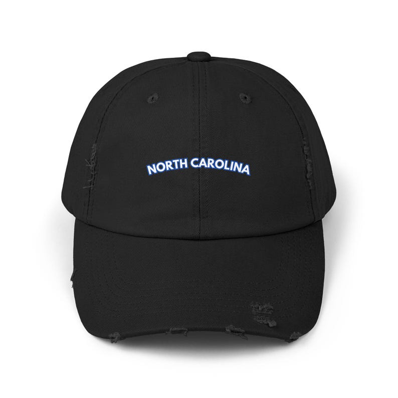 North Carolina Distressed Baseball Hat, North Carolina Hat Black