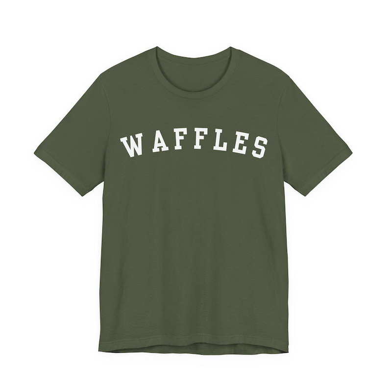 Waffles T-Shirt, Funny Waffles Lover Shirt, Waffle Connoisseur Military Green