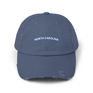 North Carolina Distressed Baseball Hat, North Carolina Hat Scotland Blue