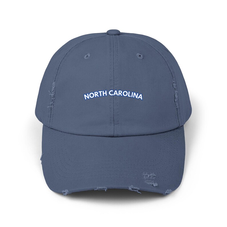 North Carolina Distressed Baseball Hat, North Carolina Hat Scotland Blue
