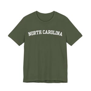 North Carolina T-Shirt, Collegiate Aesthetic Military Green