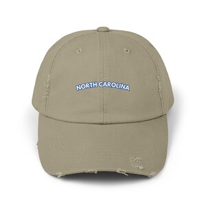 North Carolina Distressed Baseball Hat, North Carolina Hat Light Olive