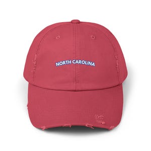 North Carolina Distressed Baseball Hat, North Carolina Hat Dashing Red