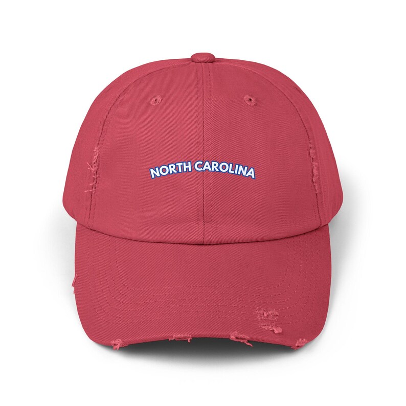 North Carolina Distressed Baseball Hat, North Carolina Hat Dashing Red