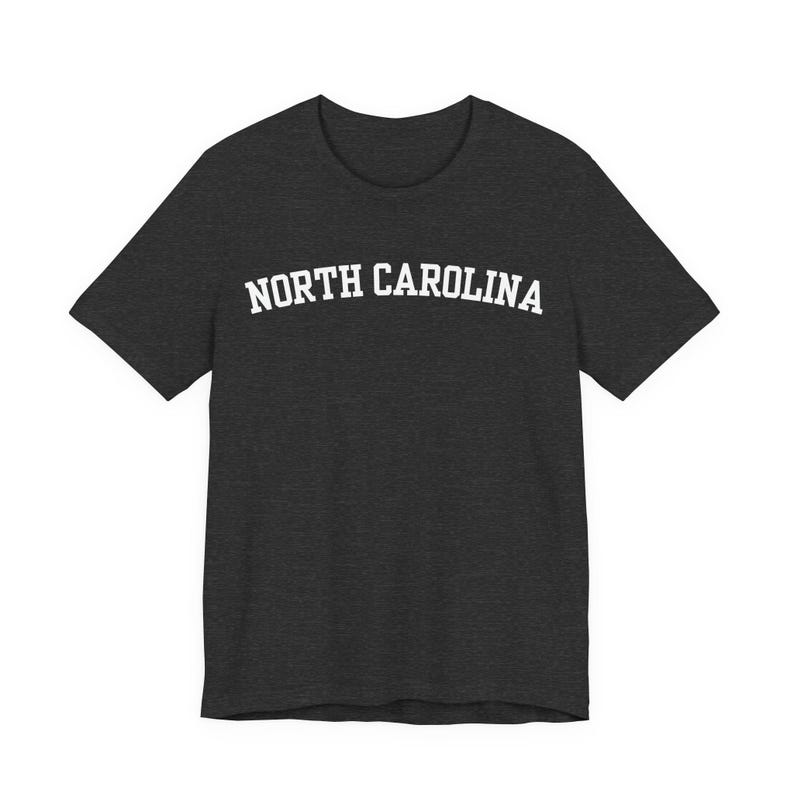 North Carolina T-Shirt, Collegiate Aesthetic Dark Grey Heather