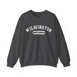 Wilmington, North Carolina Sweatshirt, Collegiate Design Dark Heather