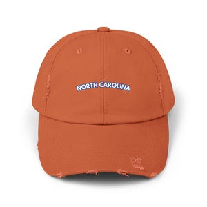 North Carolina Distressed Baseball Hat, North Carolina Hat Burnt Orange