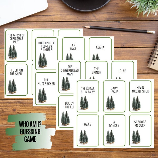Who Am I? Holiday Guessing Game - Christmas Characters - Questions Party Activity - Adults and Kids - Printable Digital Instant Download