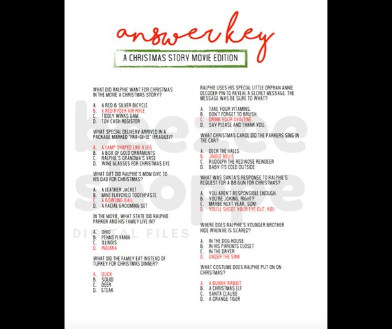 A Christmas Story Movie Trivia Party Get Together Printable - Etsy