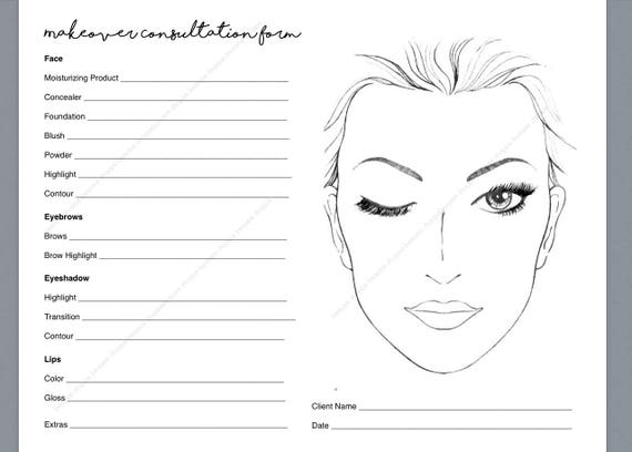 Makeup Consultation Form Makeover Form Makeup Artist | Etsy