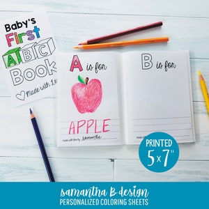 Plantilla de actividad para baby shower con libro del abecedario personalizado / Versión en blanco / Impresa en 5 x 7" con álbum