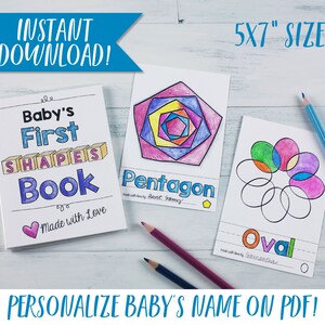 Baby&#39;s First Shapes Coloring Book / Baby Shower Activity / PDF Download 5x7&quot;