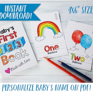 ABC Book Companion / Libro dei numeri stampabile da colorare per bambini / Libro per bambini 123 / Attività per baby shower / Download PDF 4x6"