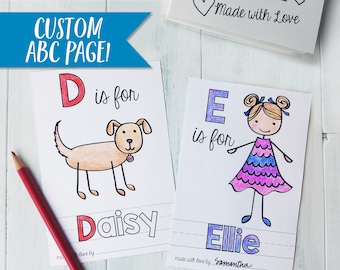 Folha de colorir ABC personalizada - complemento para o primeiro livro ABC do bebê