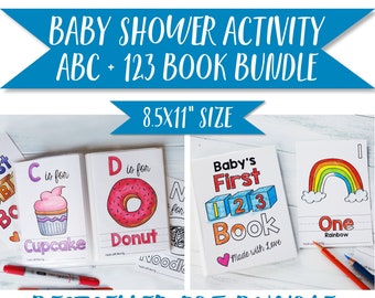 ABC Book and 123 Book Bestselling Bundle / Baby Shower Activity Keepsake / PDF Download 8.5x11"